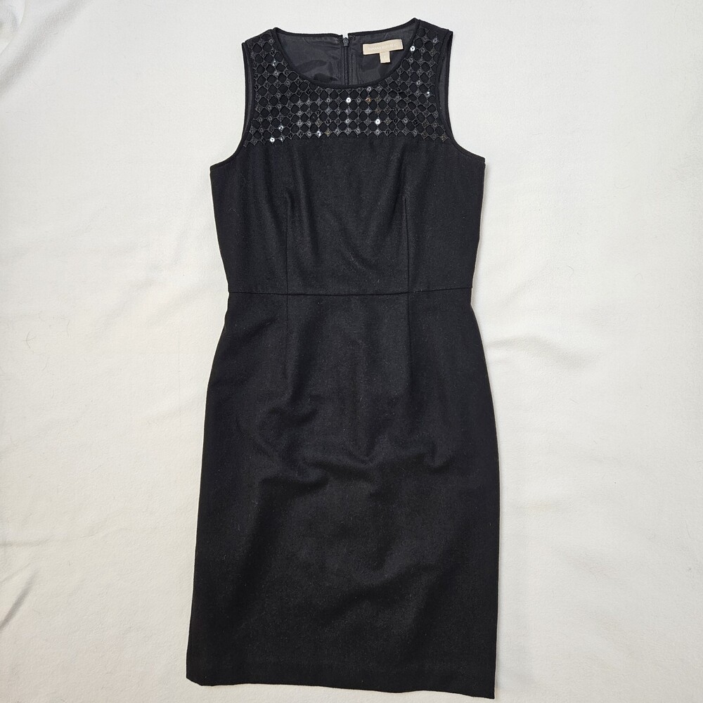 Banana Republic Wool Blend Black Sequin Sheath Dress Women's 4